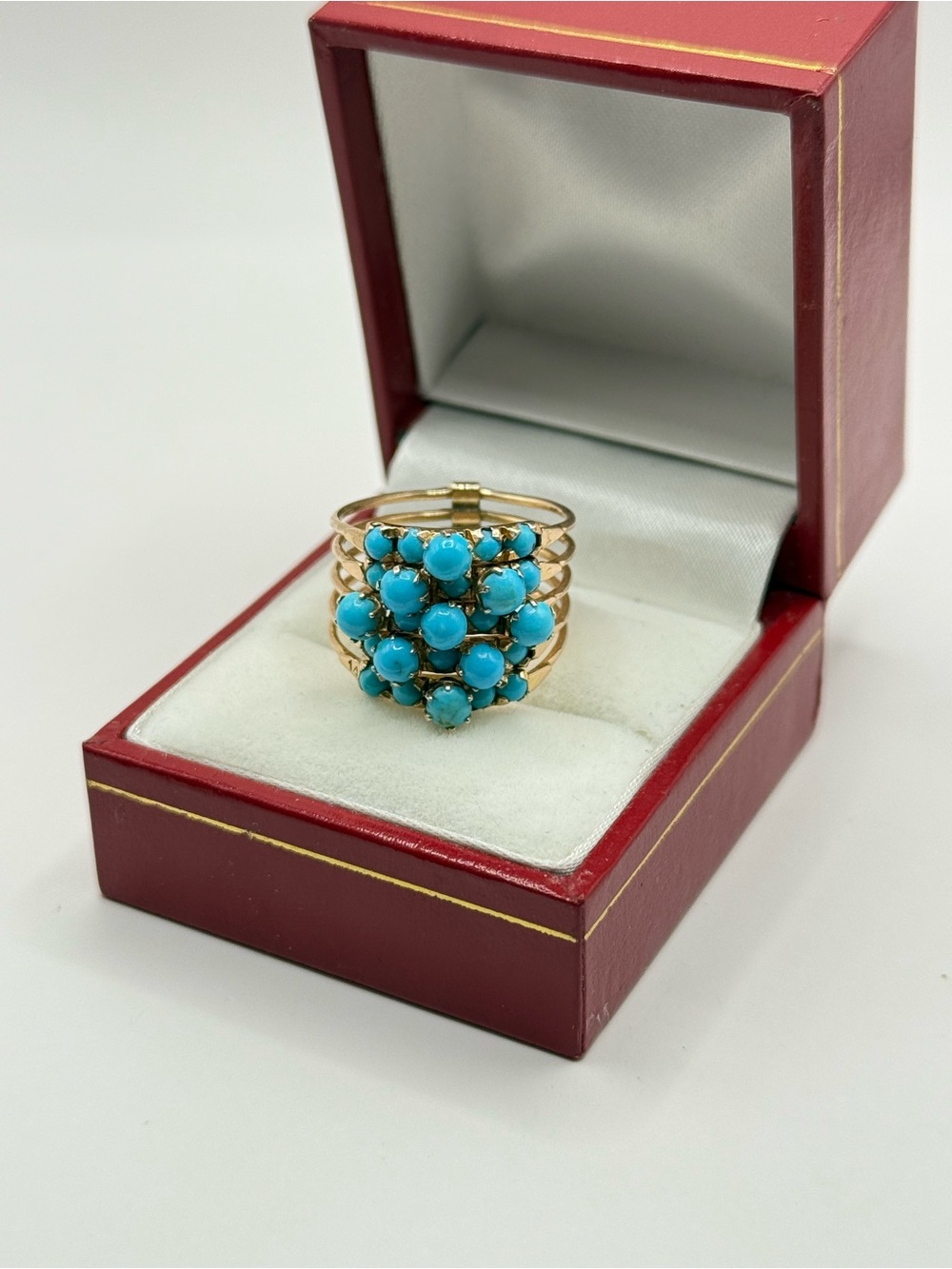 Victorian 14k Gold Turquoise Harem Ring 5 in 1 size 7.1